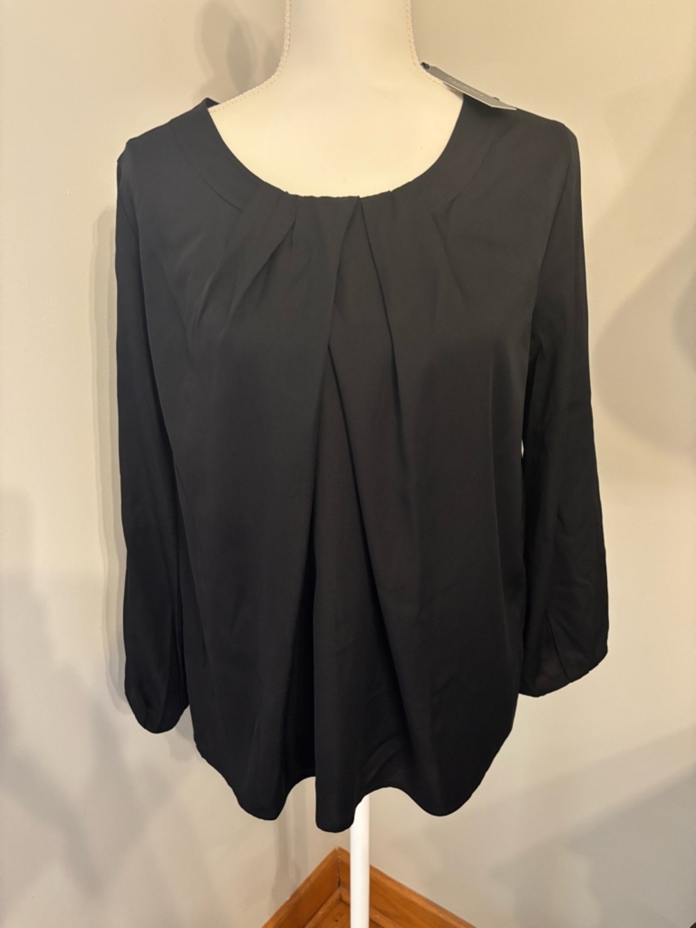 Talbots Black Pleated Scoop-Neck Blouse Size 10
